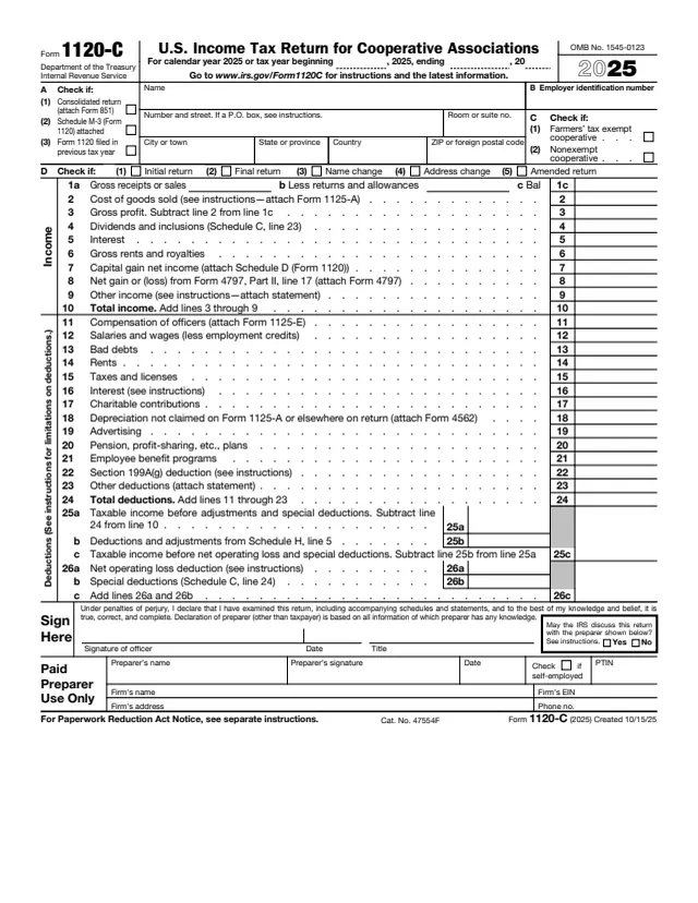 Page 1 of form 1120-C