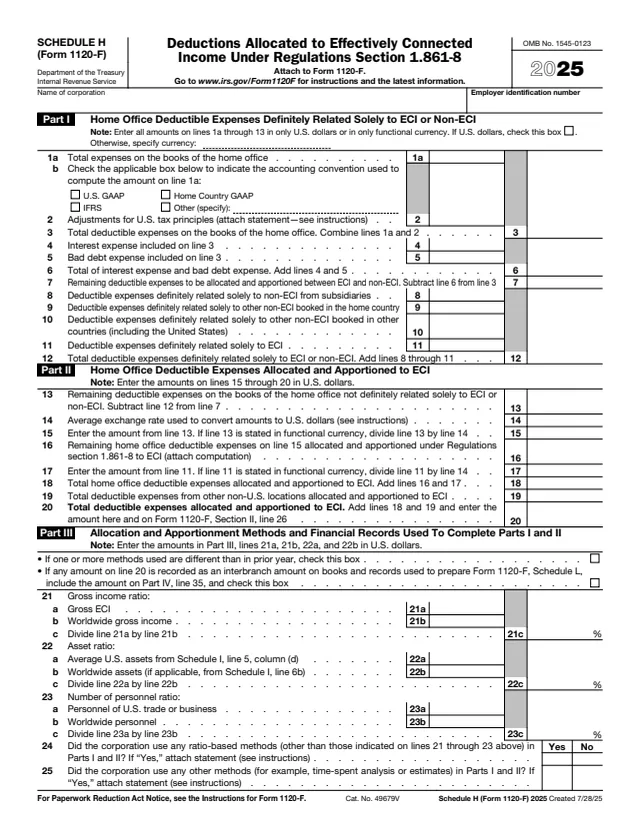 Page 1 of form 1120-F