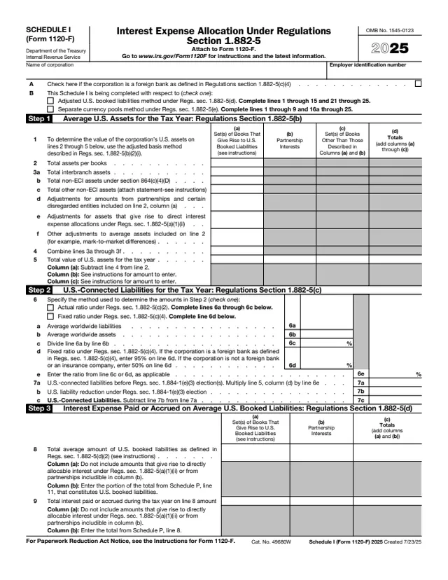 Page 1 of form 1120-F