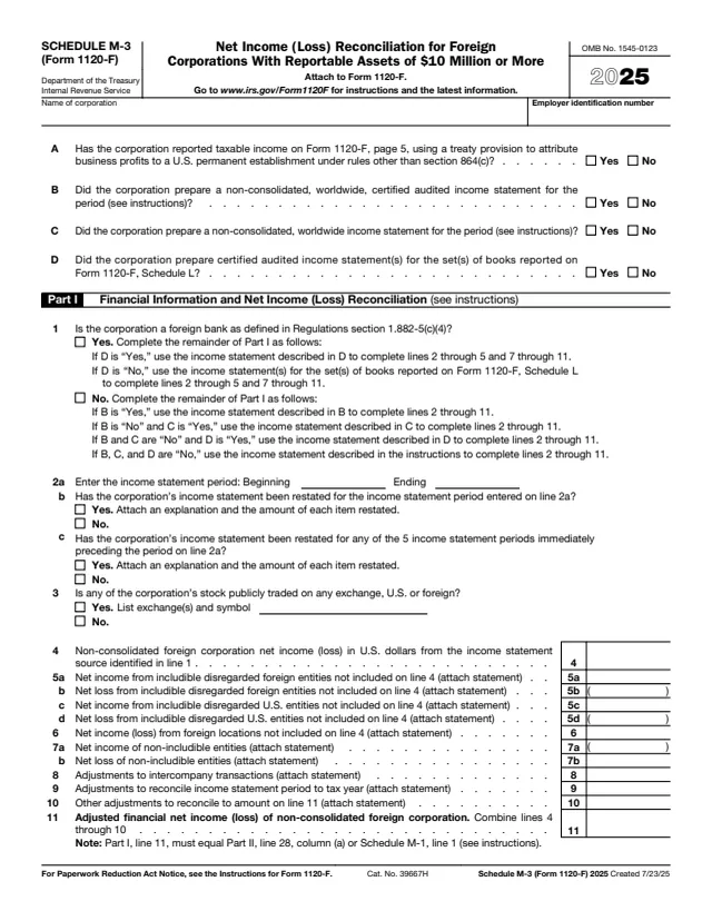Page 1 of form 1120-F