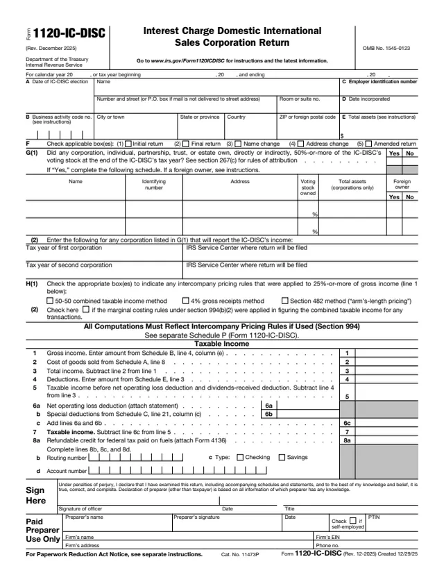 Page 1 of form 1120-IC-DISC