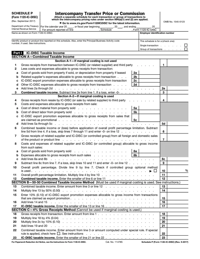 Page 1 of form 1120-IC-DISC Sch. P
