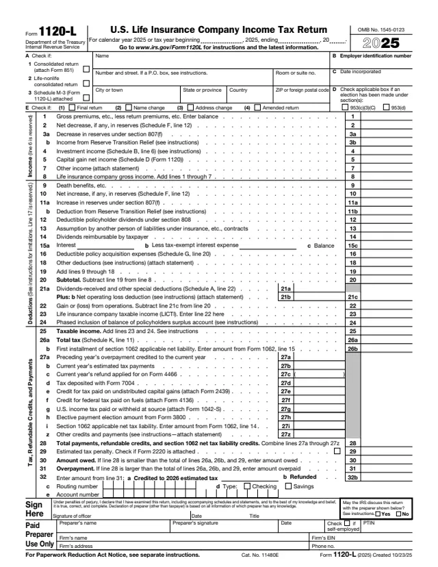 Page 1 of form 1120-L