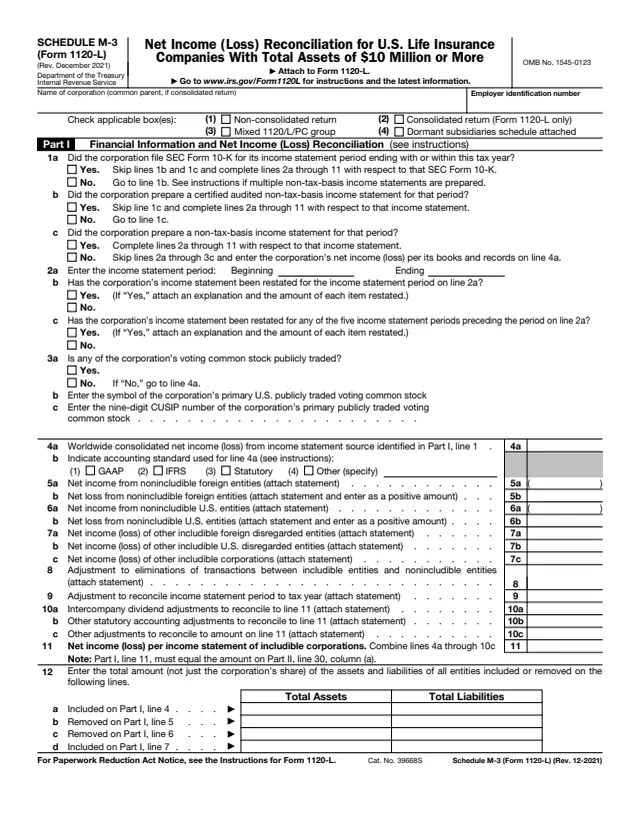 Page 1 of form 1120-L Sch. M-3