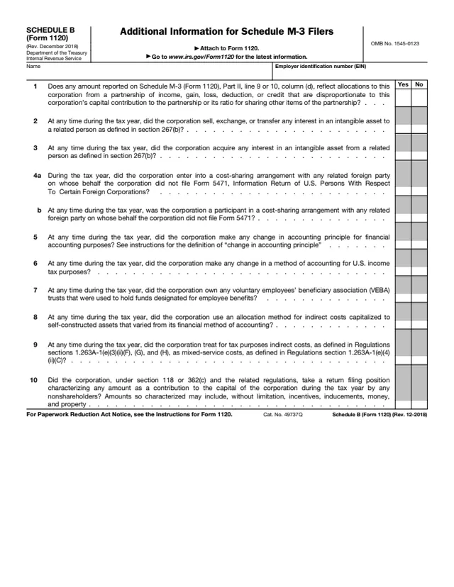 Page 1 of form 1120 Sch. B
