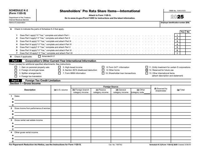 Page 1 of form 1120-S