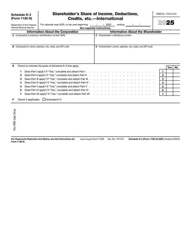 Page 1 of form 1120-S