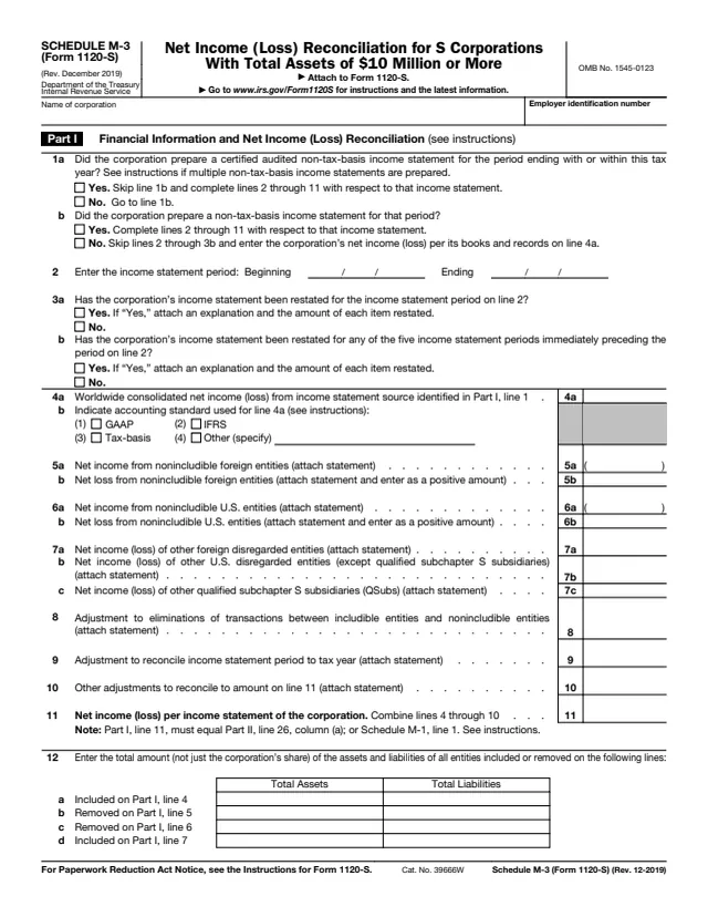 Page 1 of form 1120-S Sch. M-3
