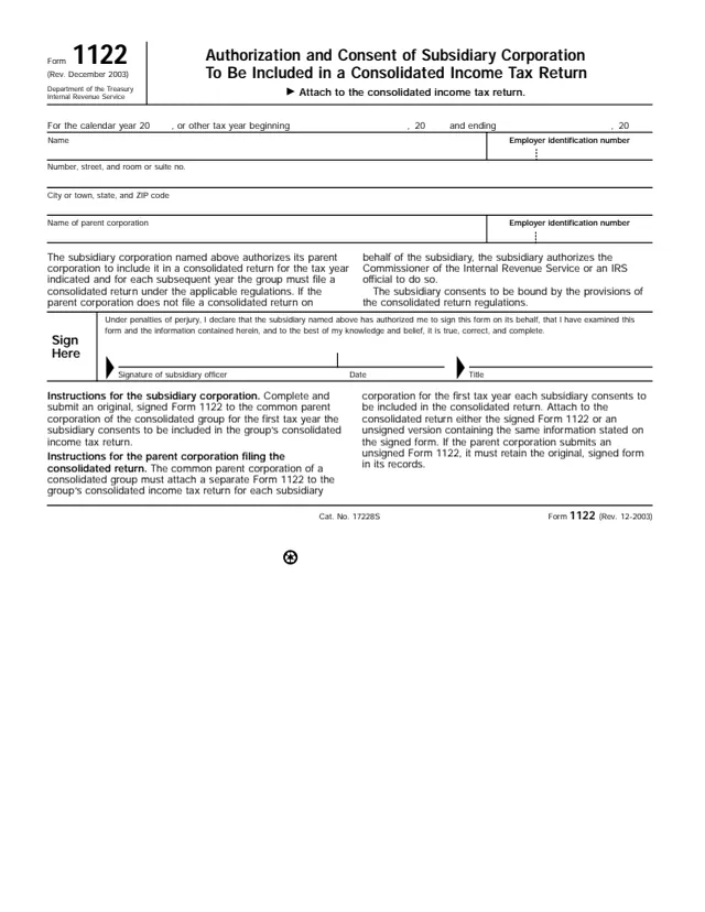 Page 1 of form 1122