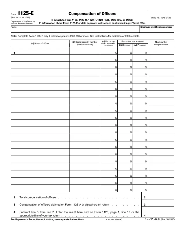 Page 1 of form 1125-E