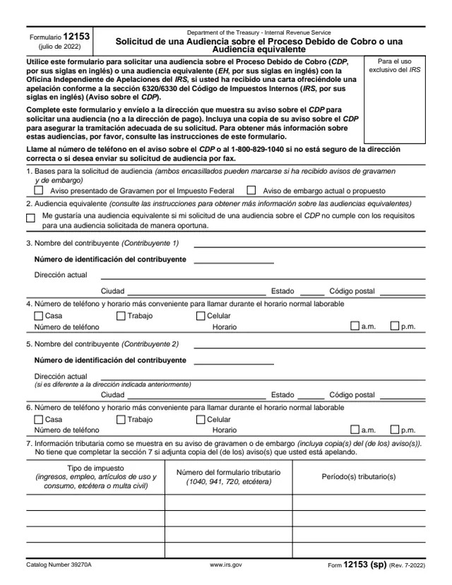Page 1 of form 12153