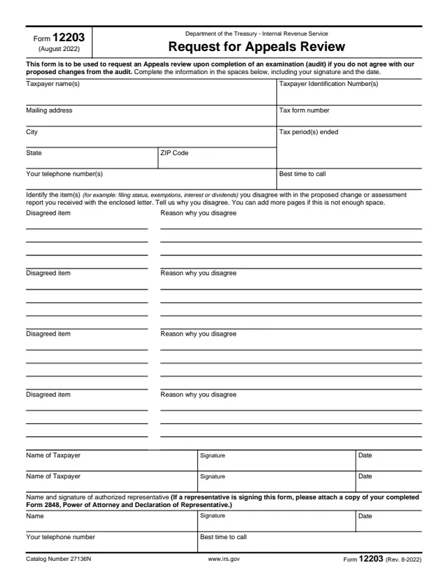 Page 1 of form 12203