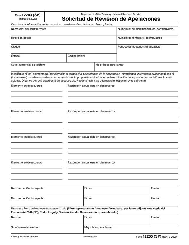 Page 1 of form 12203