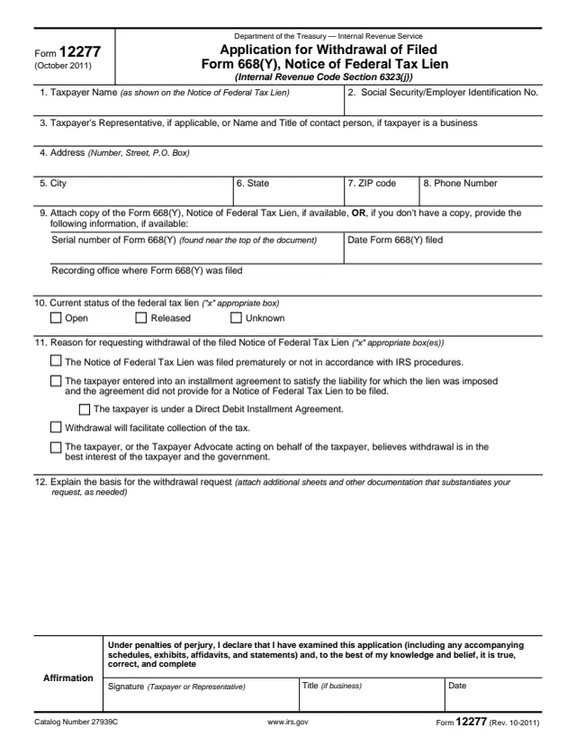 Page 1 of form 12277