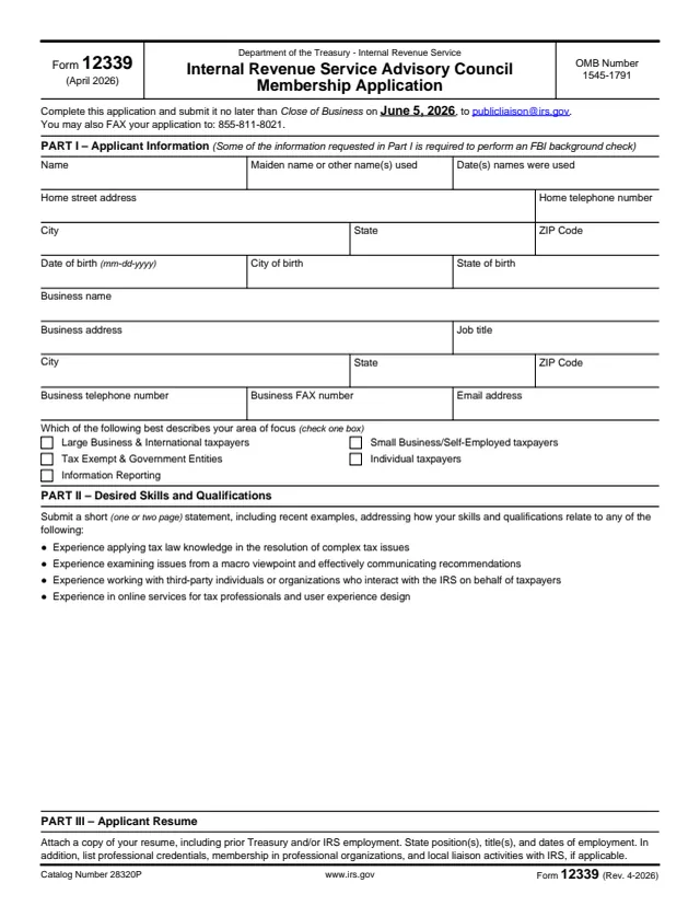 Page 1 of form 12339