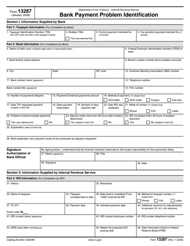 Page 1 of form 13287