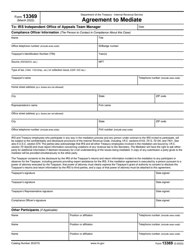 Page 1 of form 13369