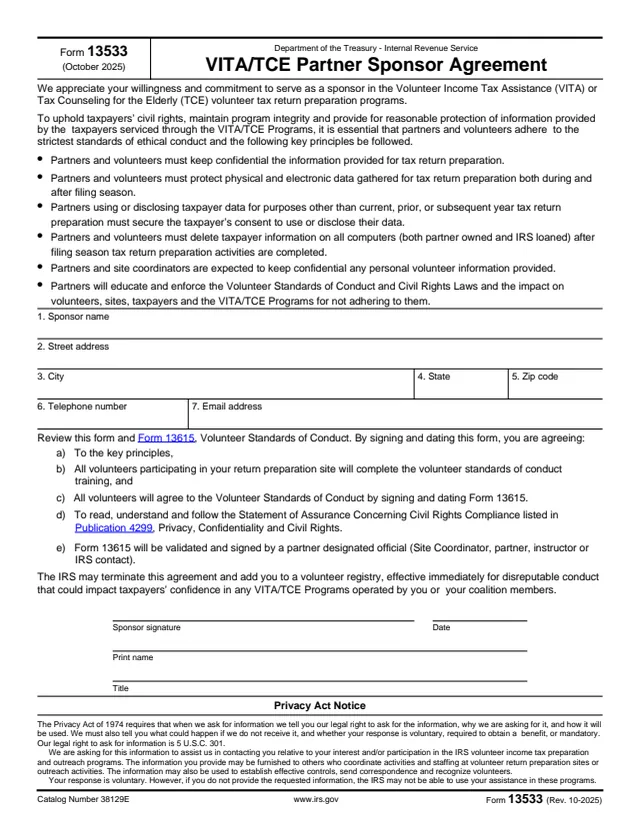 Page 1 of form 13533
