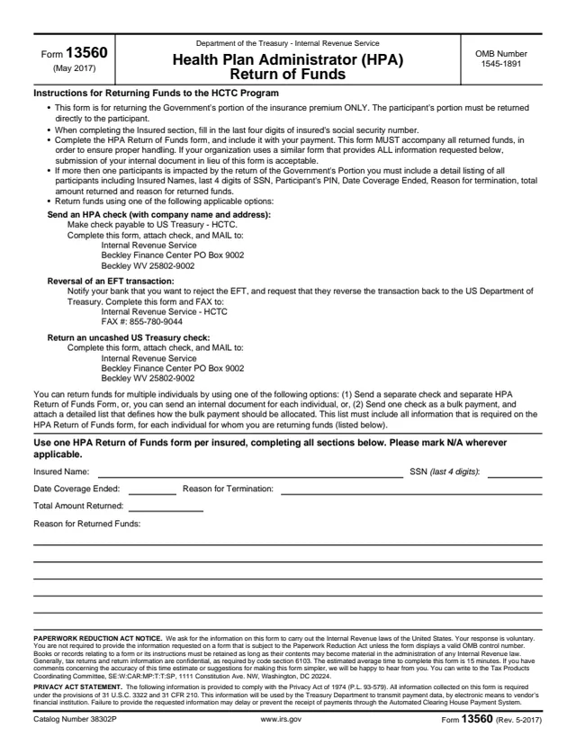 Page 1 of form 13560