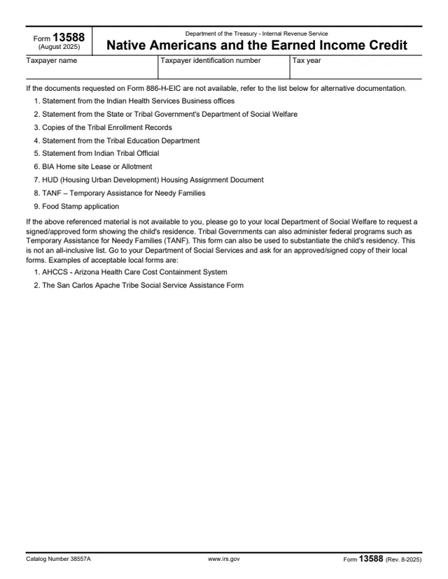 Page 1 of form 13588