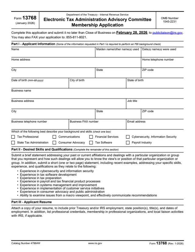 Page 1 of form 13768