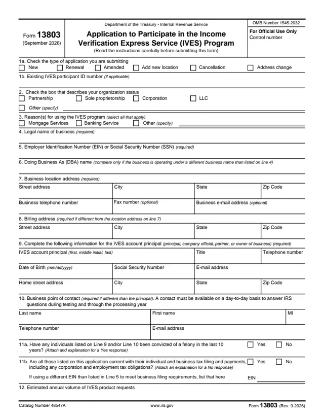 Page 1 of form 13803