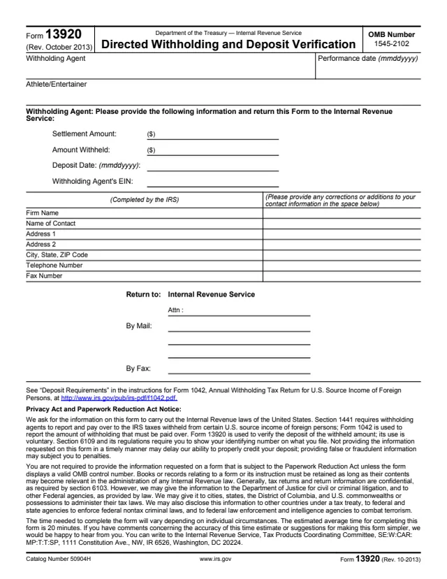 Page 1 of form 13920