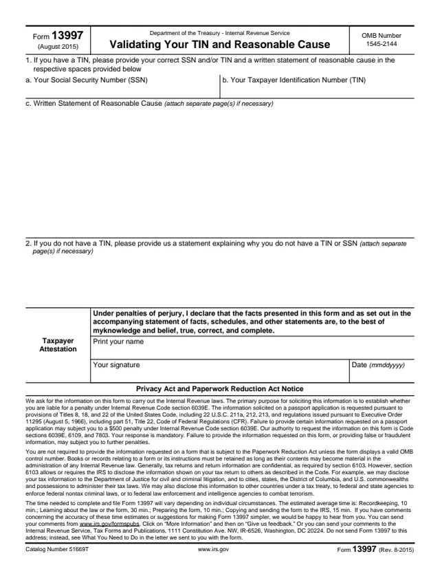 Page 1 of form 13997