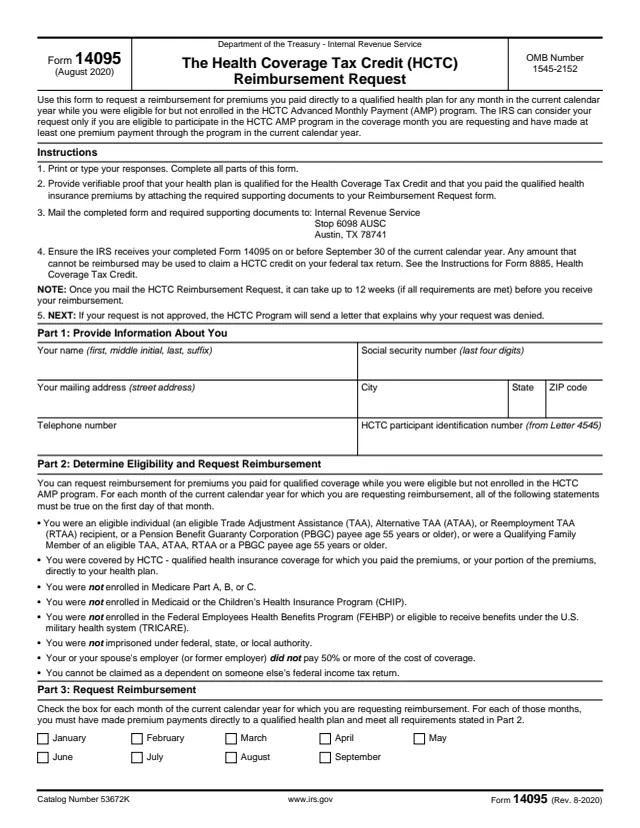 Page 1 of form 14095