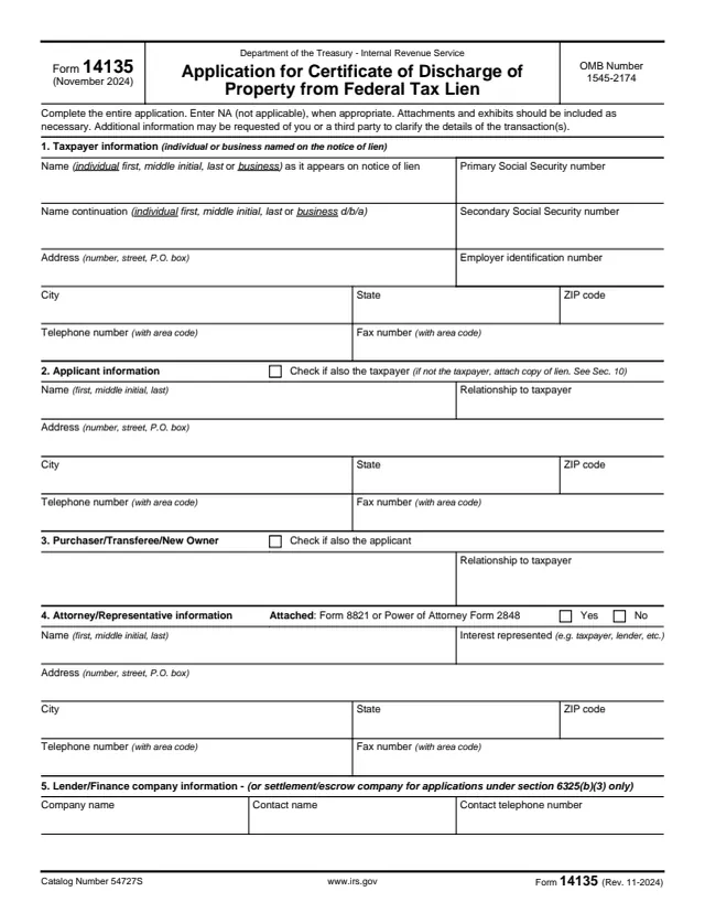 Page 1 of form 14135