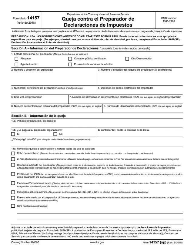Page 1 of form 14157