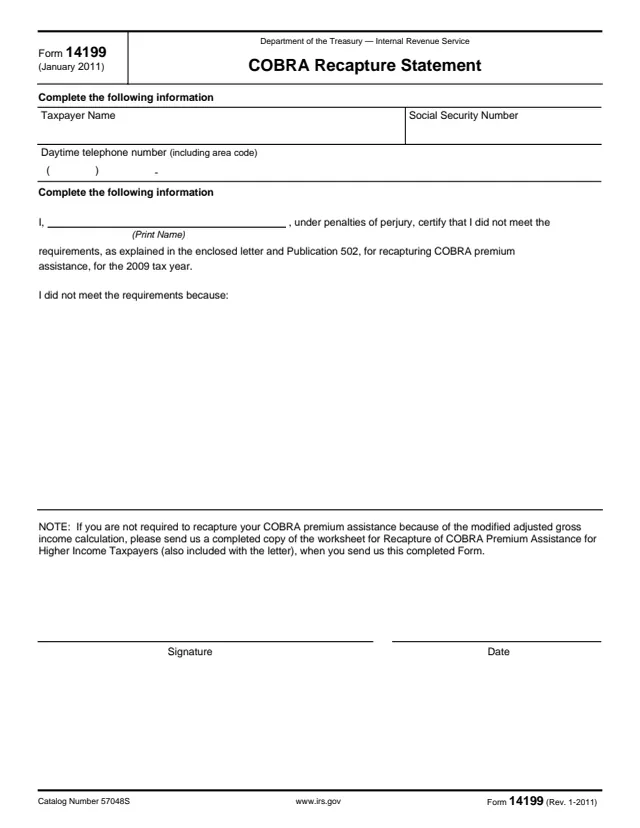 Page 1 of form 14199