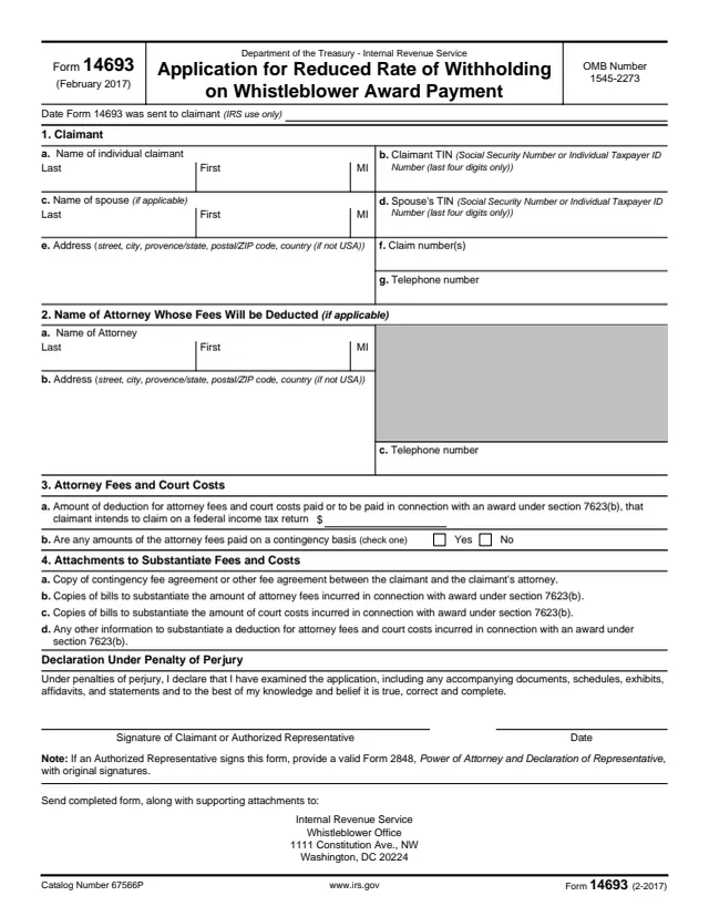Page 1 of form 14693