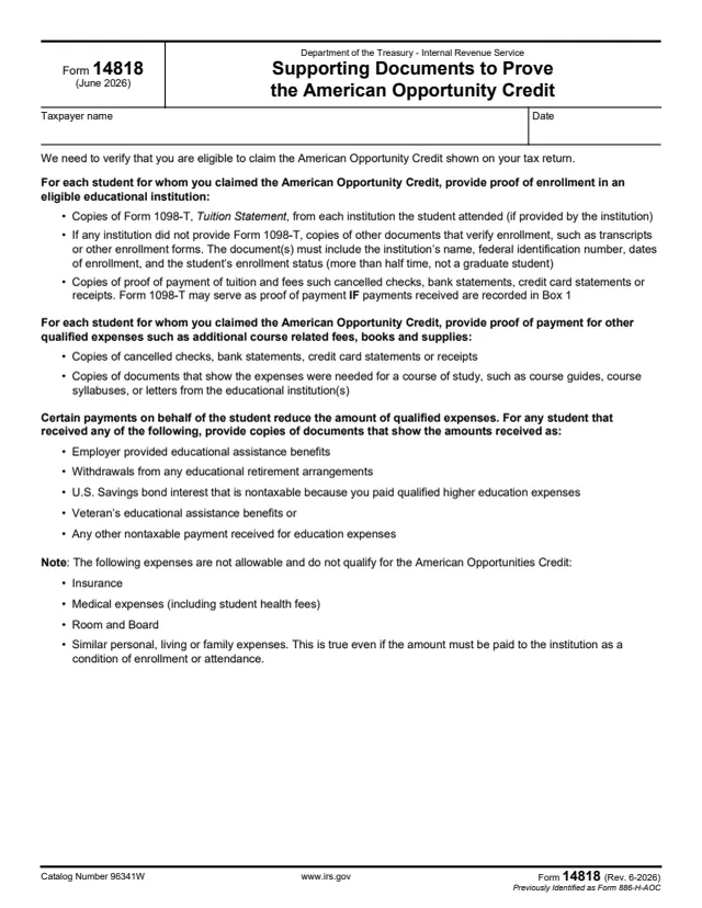 Page 1 of form 14818