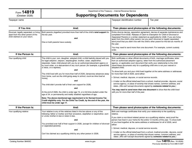 Page 1 of form 14819