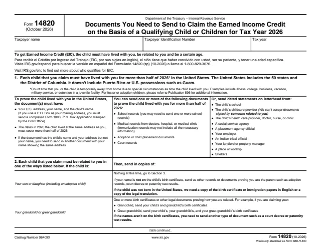 Page 1 of form 14820