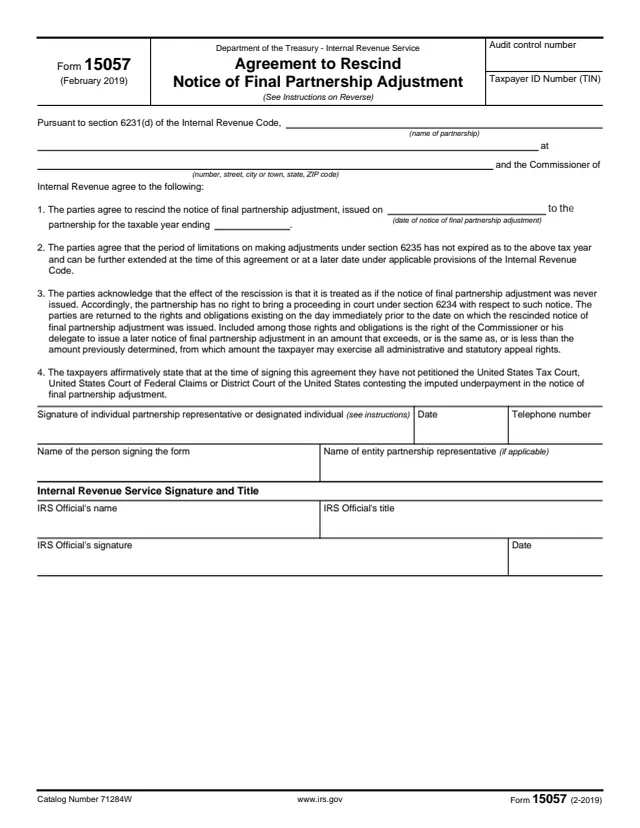 Page 1 of form 15057