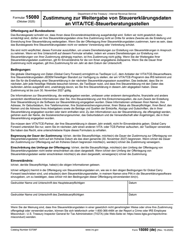 Page 1 of form 15080