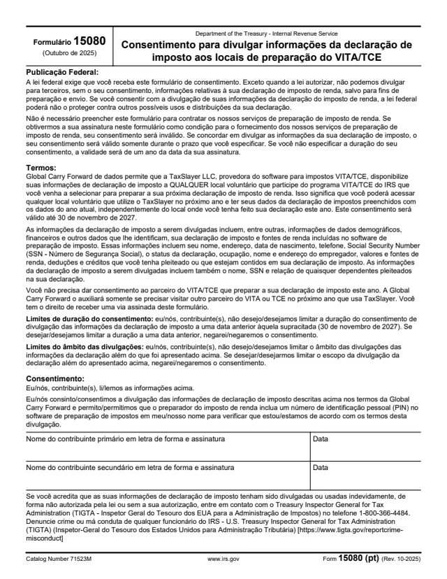Page 1 of form 15080