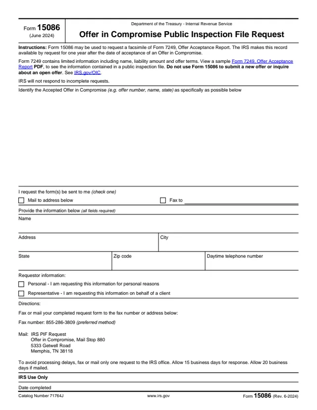 Page 1 of form 15086