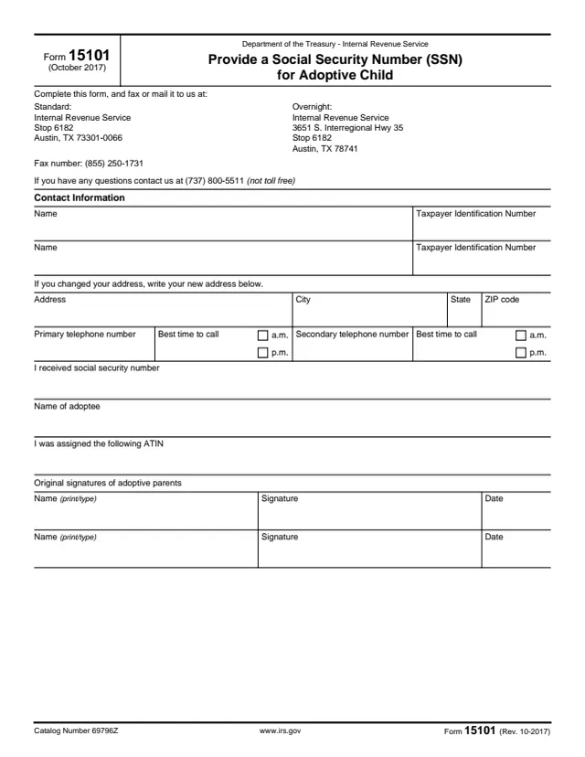 Page 1 of form 15101