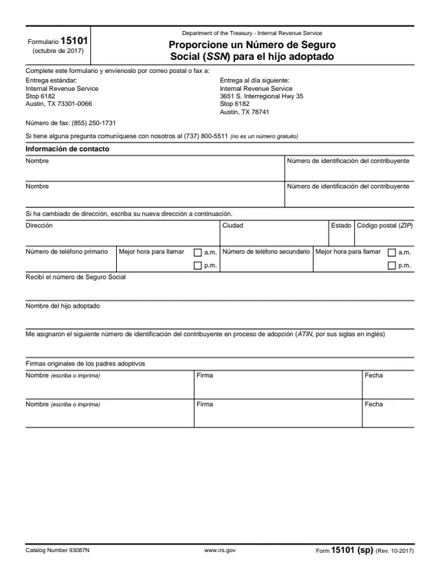 Page 1 of form 15101