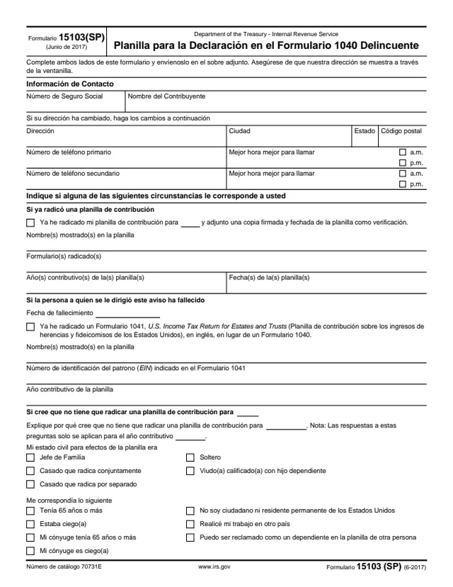 Page 1 of form 15103