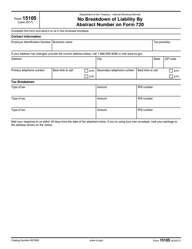 Page 1 of form 15105