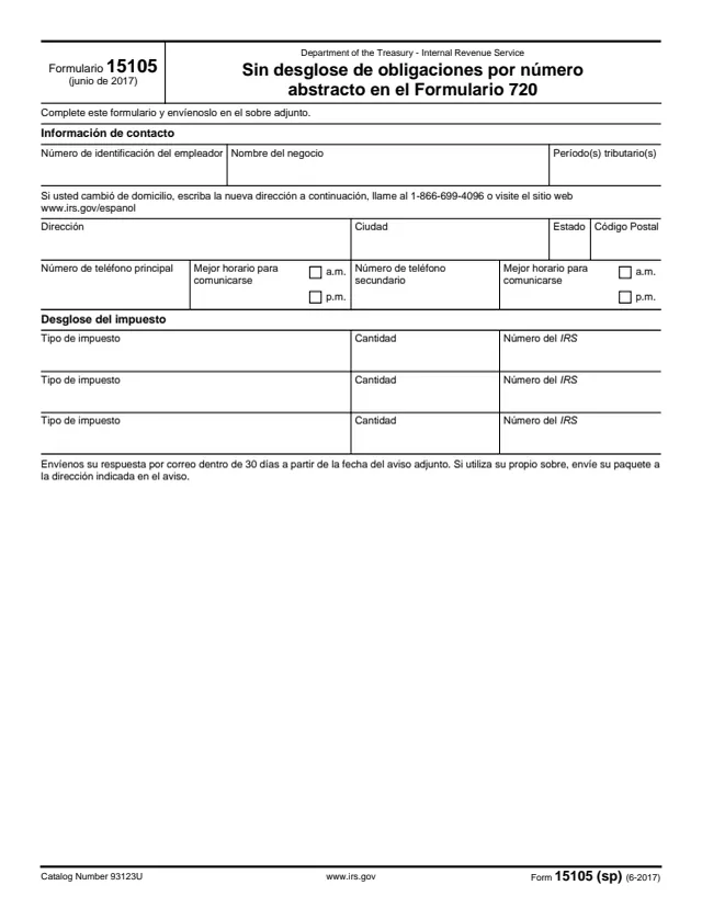 Page 1 of form 15105