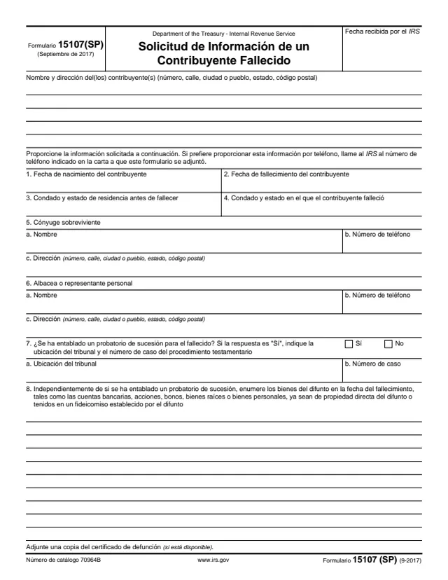 Page 1 of form 15107