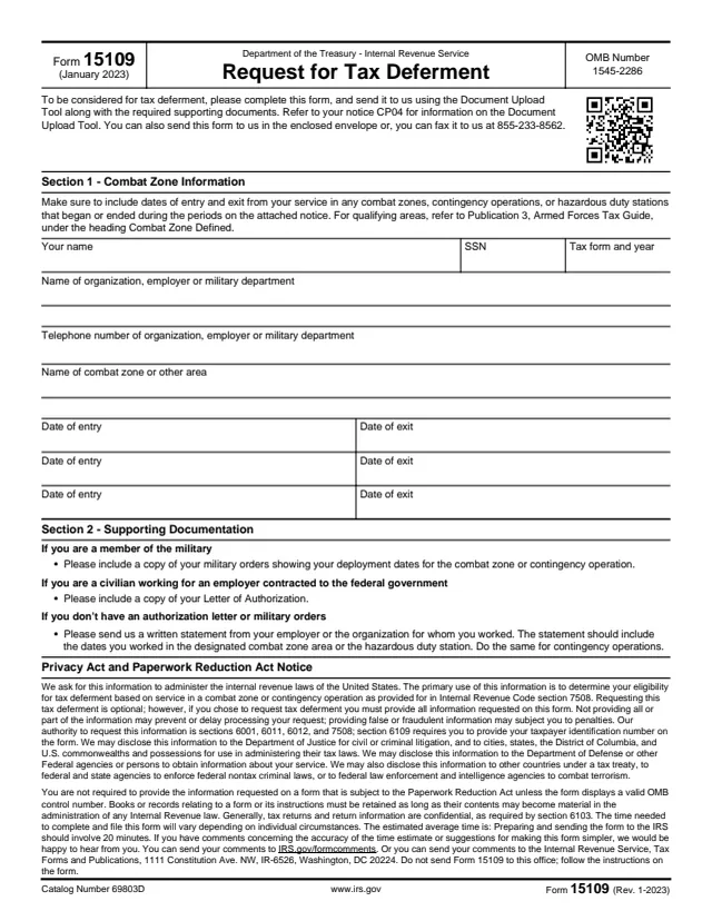 Page 1 of form 15109