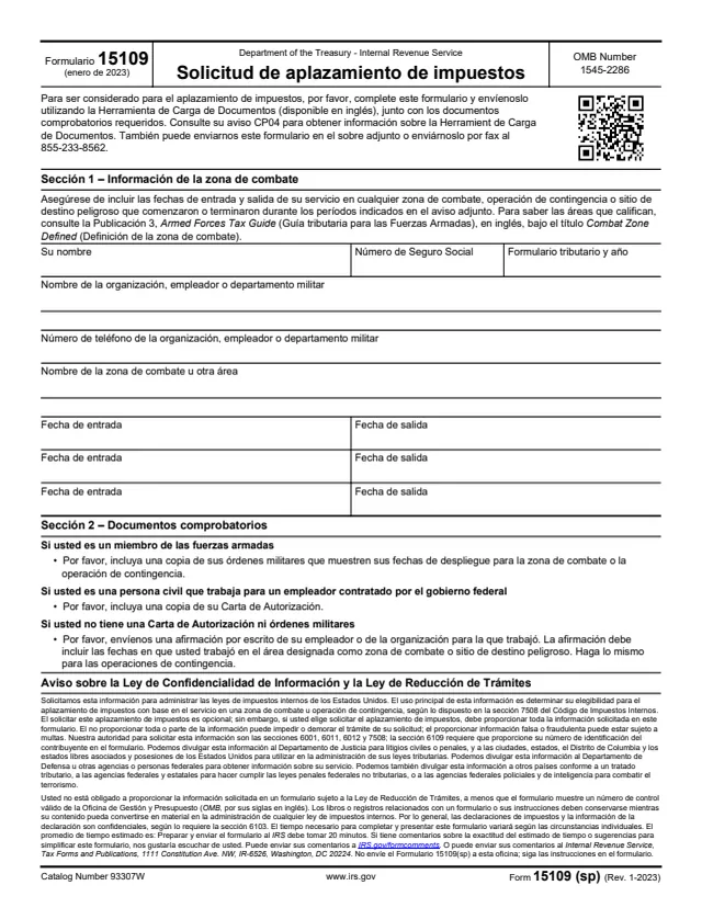 Page 1 of form 15109