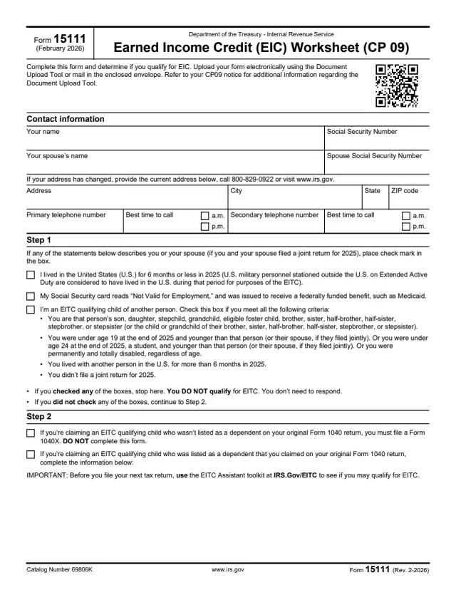 Page 1 of form 15111