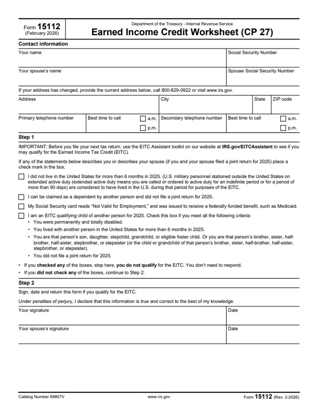 Page 1 of form 15112